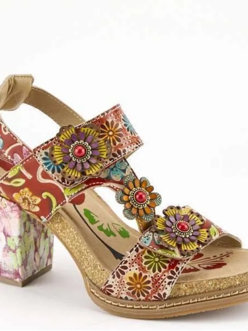 Colorful Floral Embellished Women’s Sandal - Multicolor